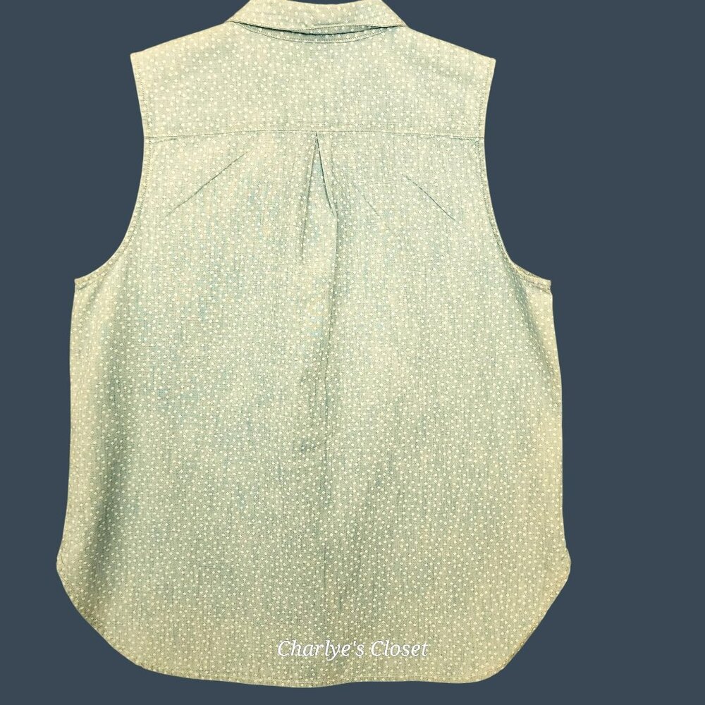 Levi's Vintage Womens 90s Sleeveless Polka Dot Cotton Button-Down Shirt M - Picture 7 of 12